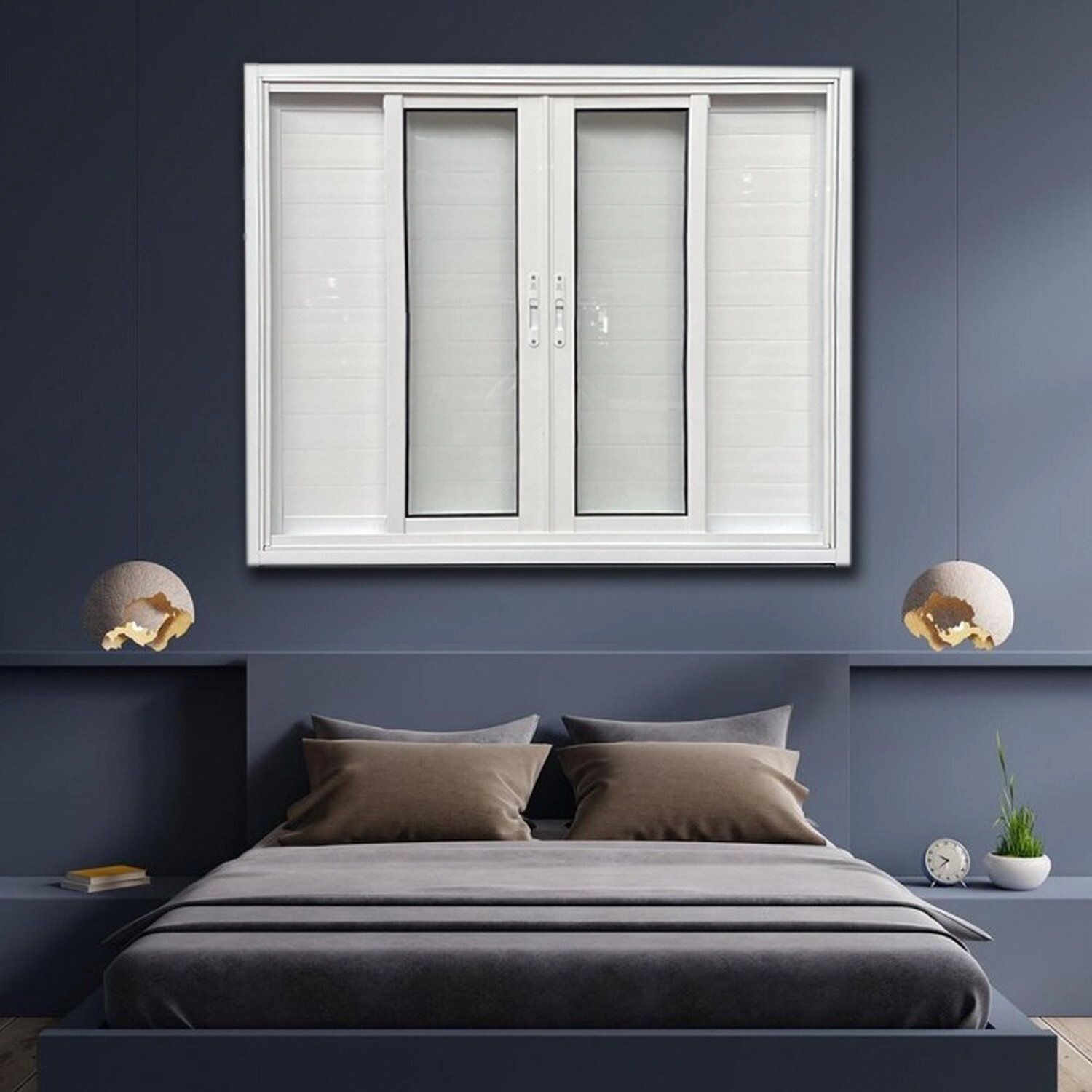 Janela Veneziana Lambril 6 Folhas Linha Veneza 100x100 Branco