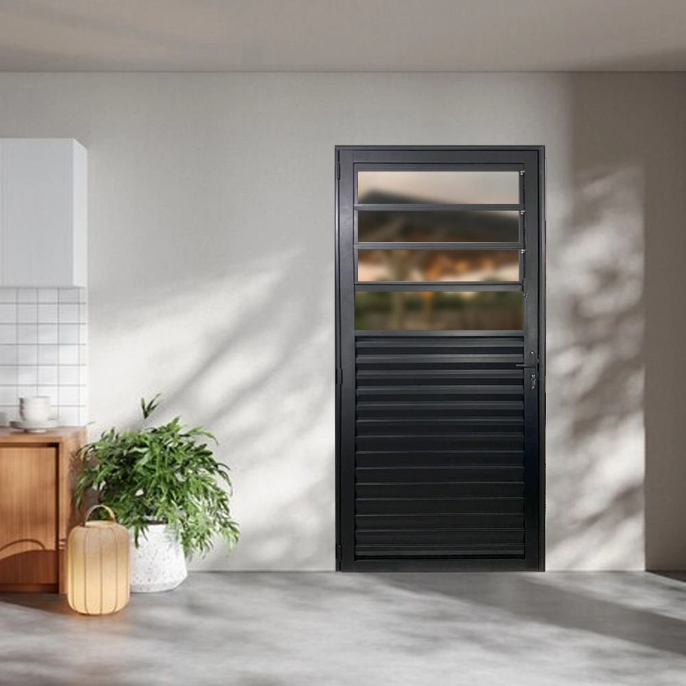 Porta Basculante Palheta Linha 25 210x80  Abertura Direita Preto