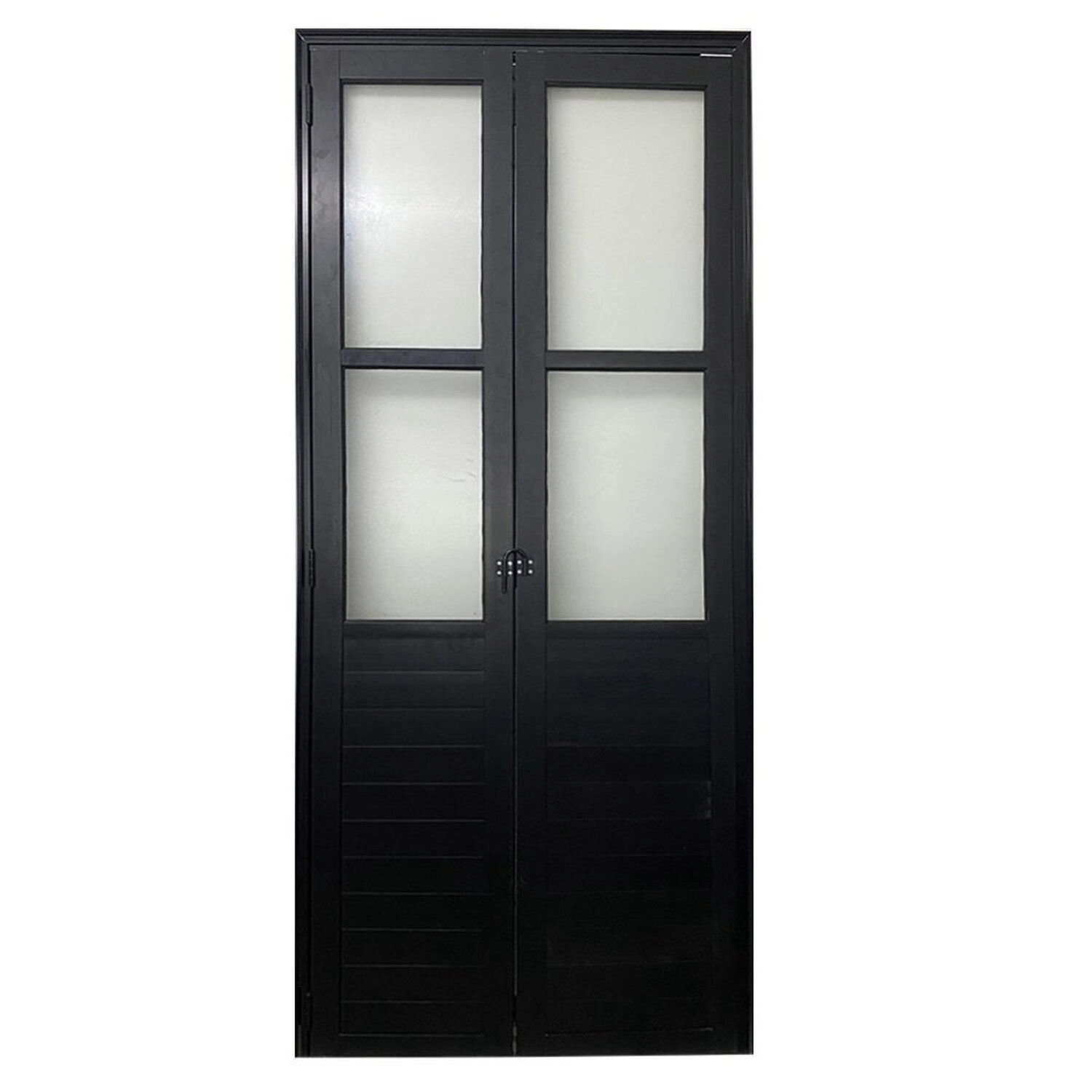 Porta Camarão Lambril Com Vidro Linha Veneza 210x80  Abertura Direita Preto