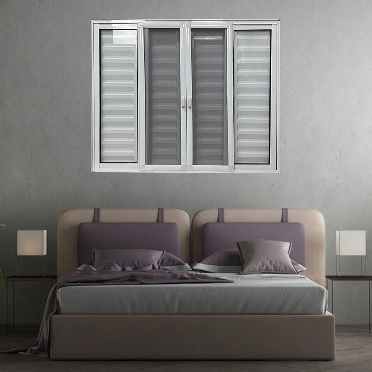 Janela Veneziana 6 Folhas Com Tela Mosquiteira Linha 25 Branco 100x100 Branco