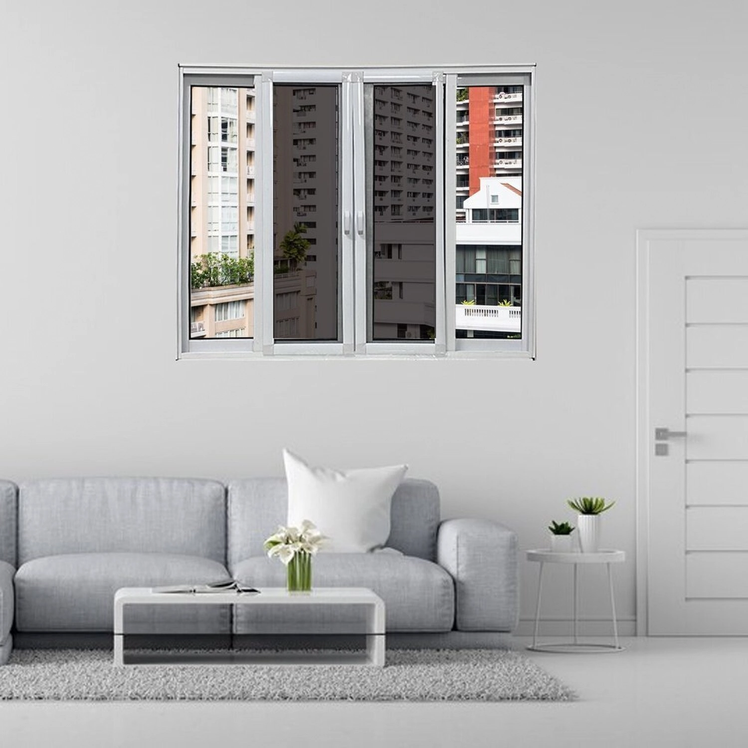 Janela Vitro 4 Folhas Com Tela Mosqueteira Linha 25 120x150 Branco