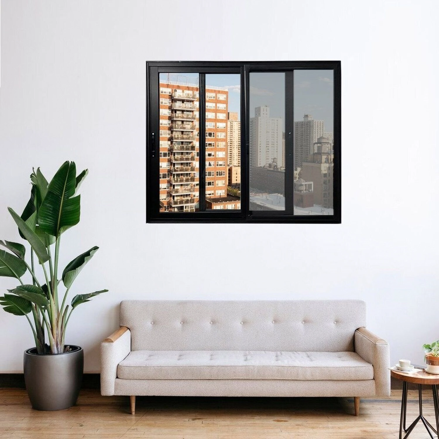Janela Vitro 2 Folhas Móveis Com Tela Mosquiteira Alumínio 120x120 Cm Linha 25 Preto