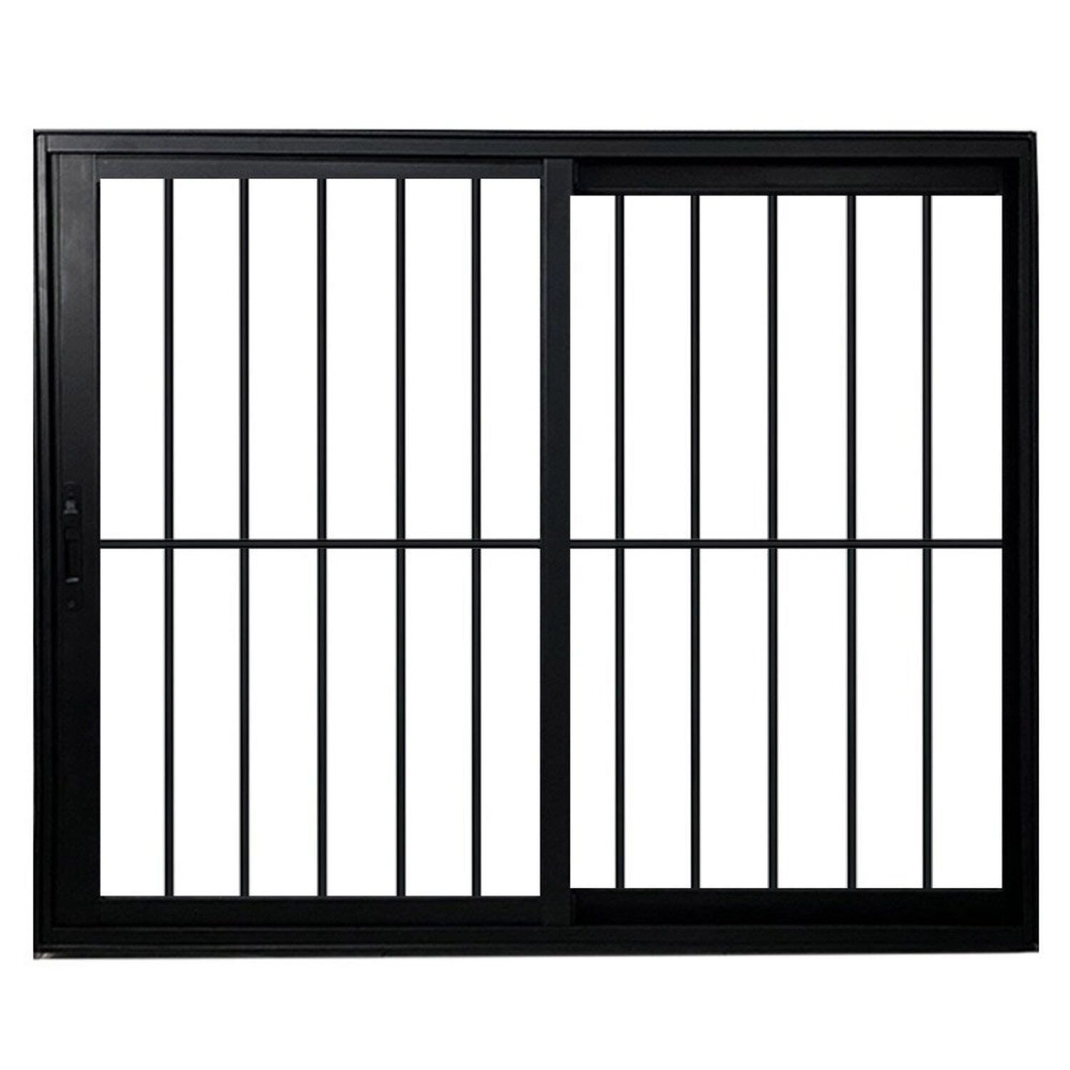 Janela Vitro 2 Folhas Com Grade De Correr Alum. Preto Linha Veneza 120x150 Preto
