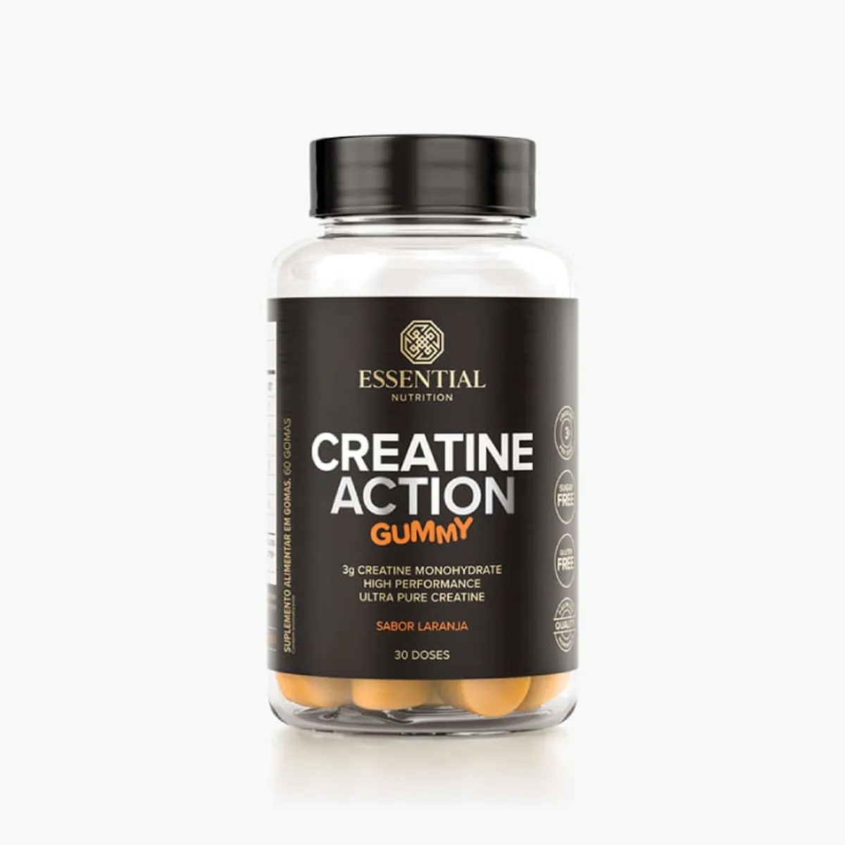 Creatine Action Gummy Laranja Essential Nutrition 60 Gomas