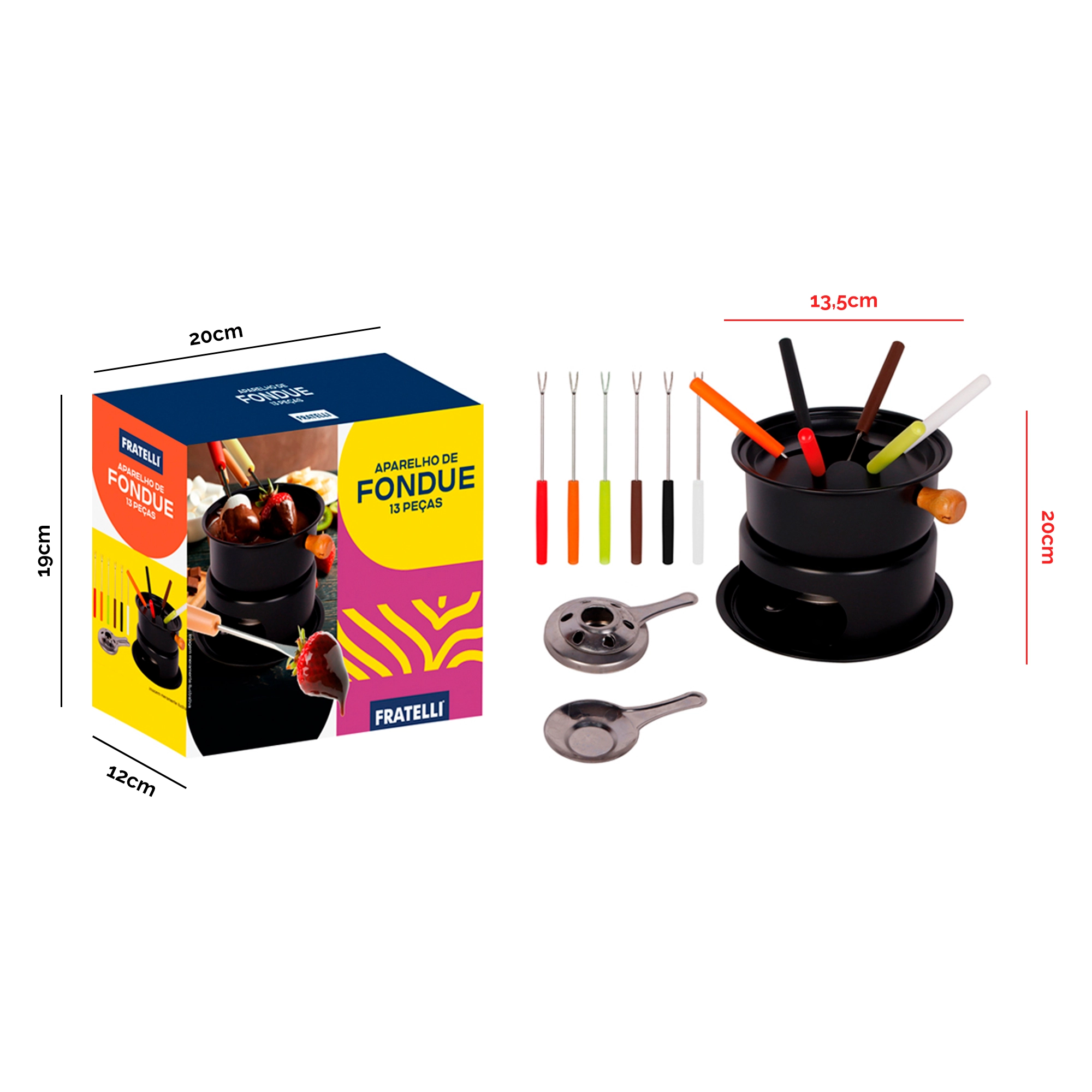 Kit Fondue Preto 13pcs Co2300072 Euroquadros