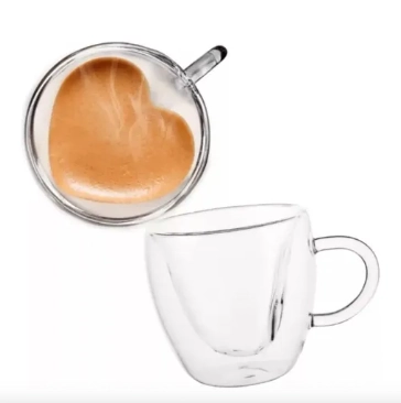Xicara Parede Dupla Boro Coracao P/cafe 140ml
