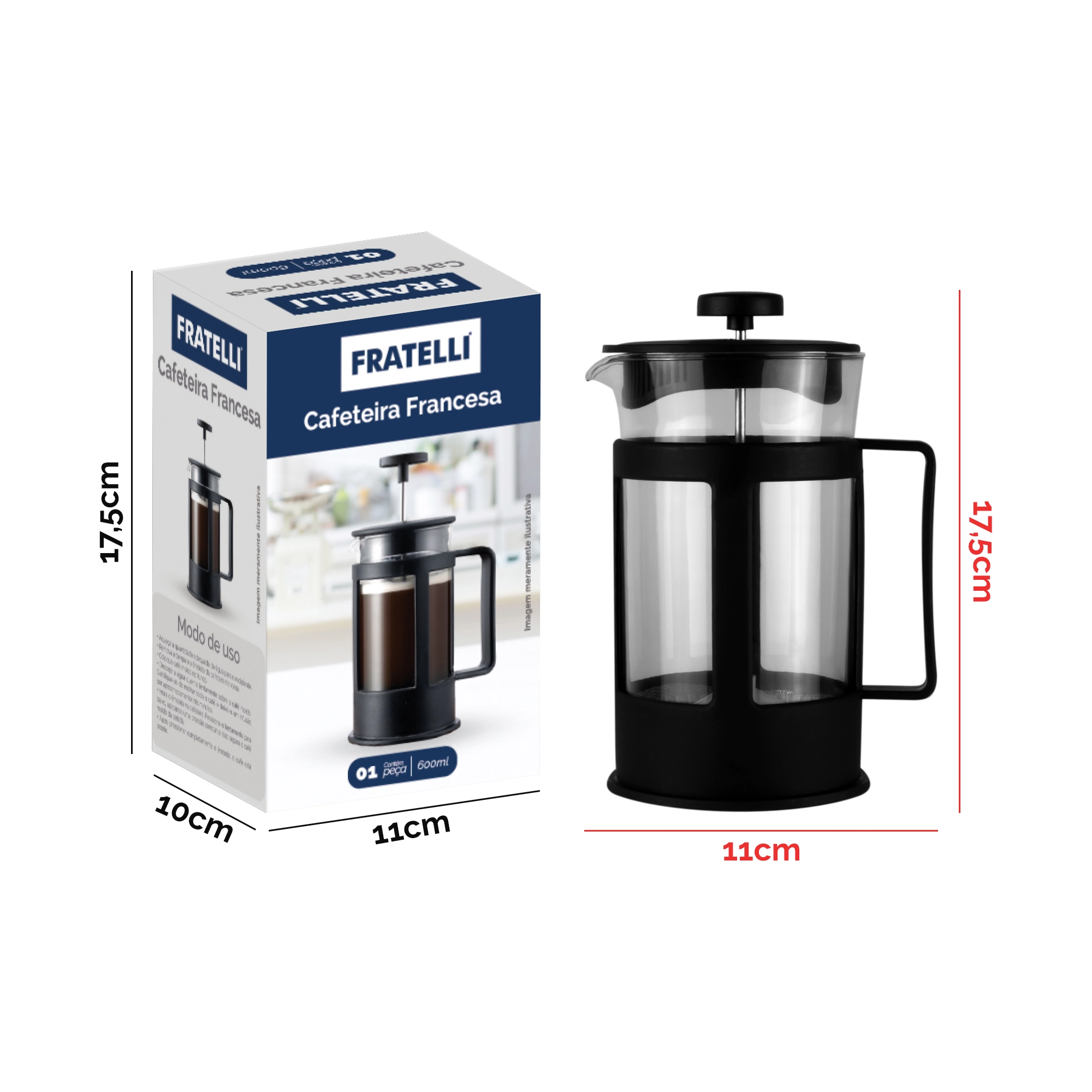 Cafeteira Francesa 600ml Co2306449 Euroquadros
