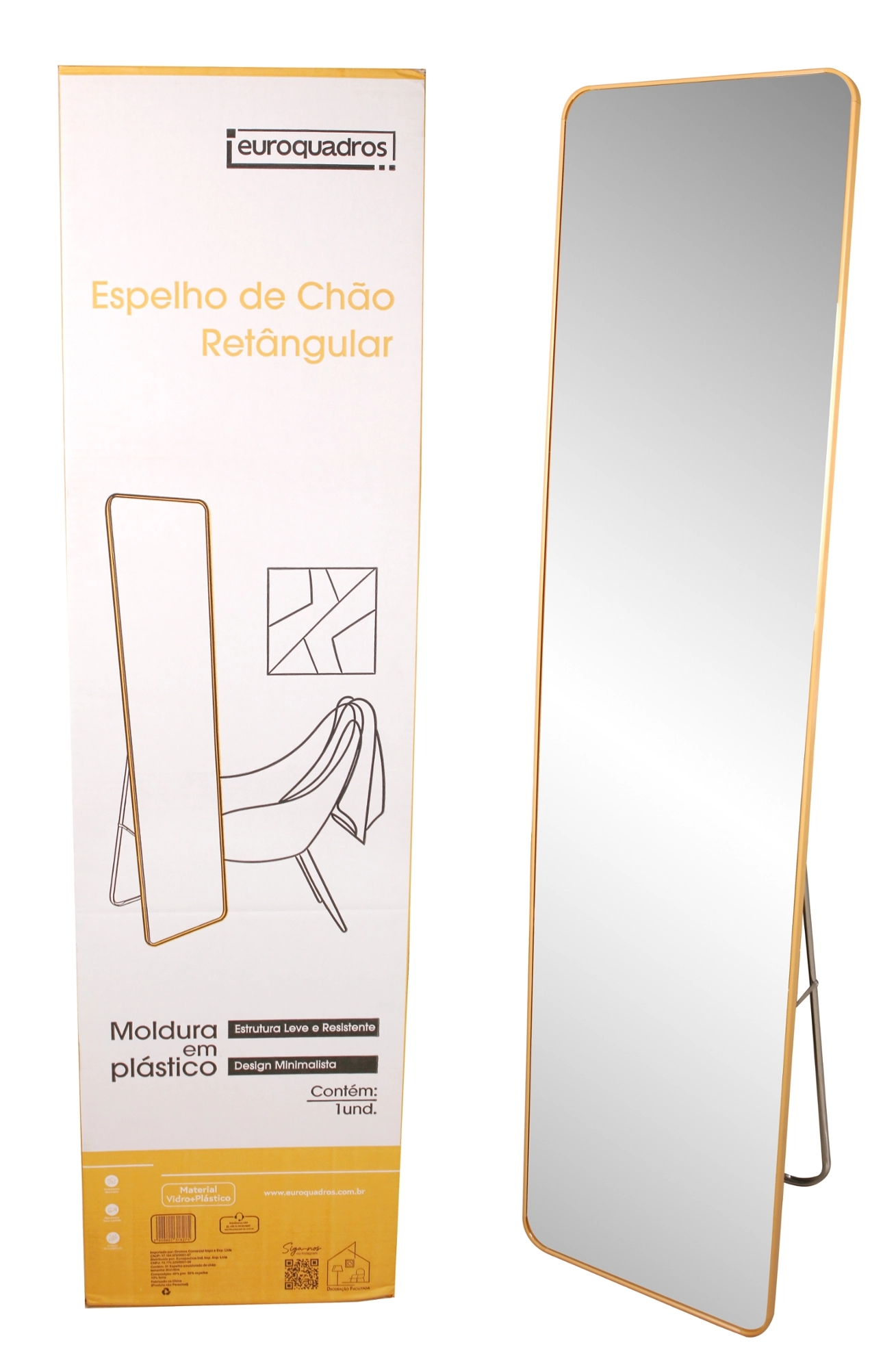 Espelho Cha 36x146cm Dourado 318275 Euroquadros