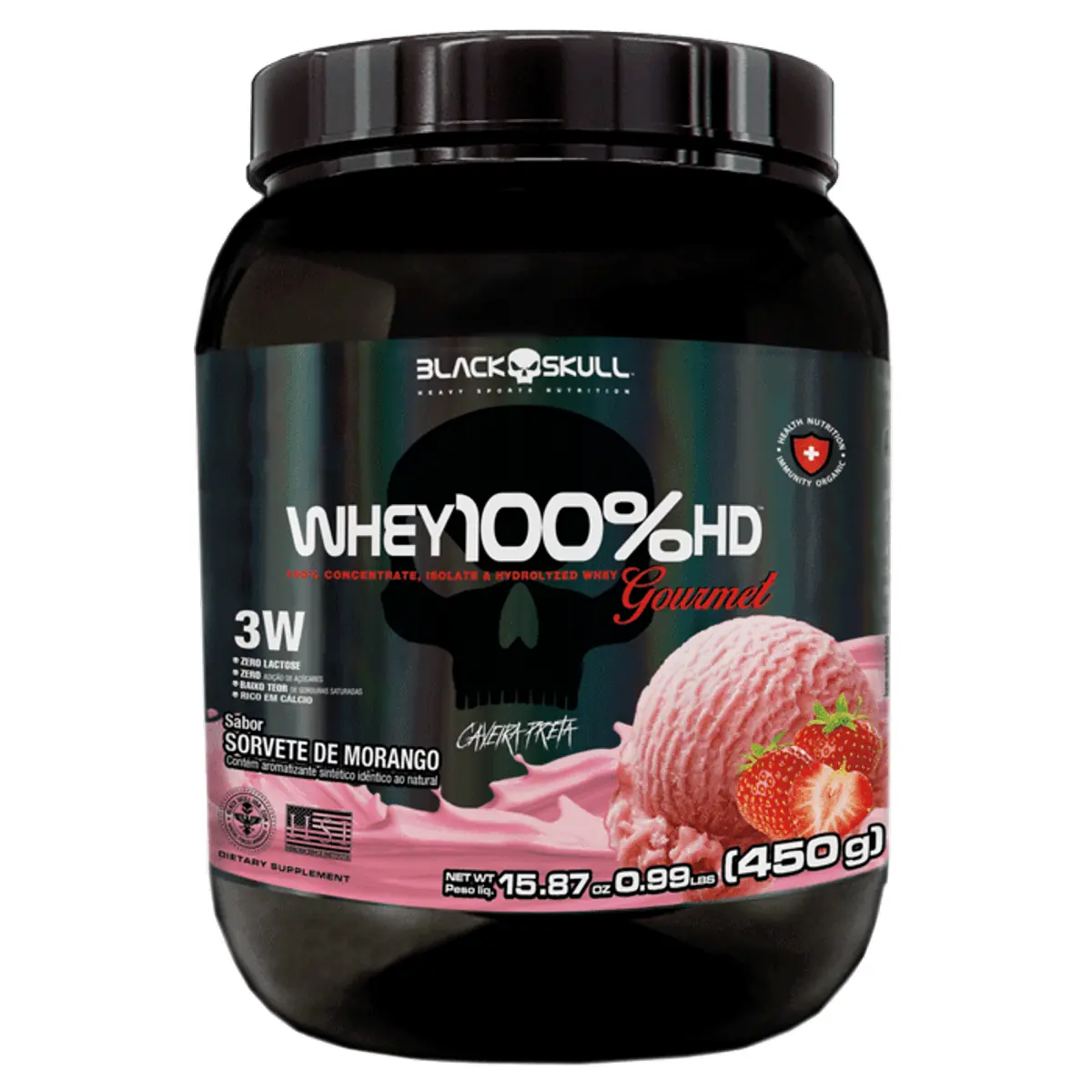 Proteina Whey Black Skull Gourmet 450g Sorv.morango