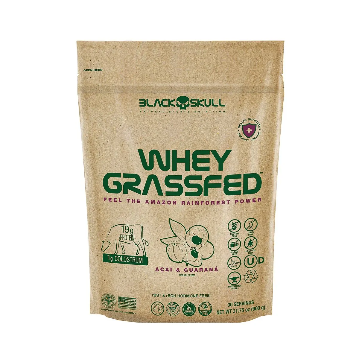 REFIL WHEY GRASSFED 900G - REFIL WHEY GRASSFED AÇAI C/ GUA 900G BR