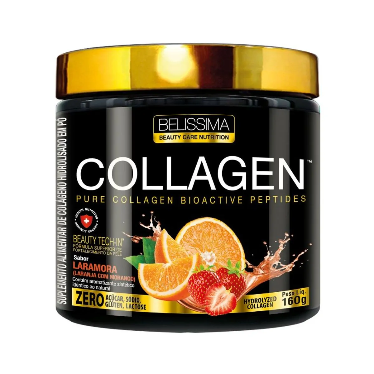 COLÁGENO PURO BELÍSSIMA 160G LARANJA + MORANGO