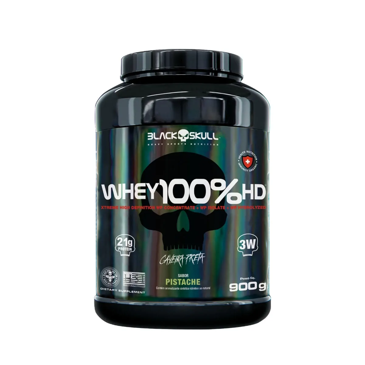 WHEY 100% HD BLACK SKULL - 900G (WPC, WPI E WPH) - WHEY 100% HD PISTACHE 900G