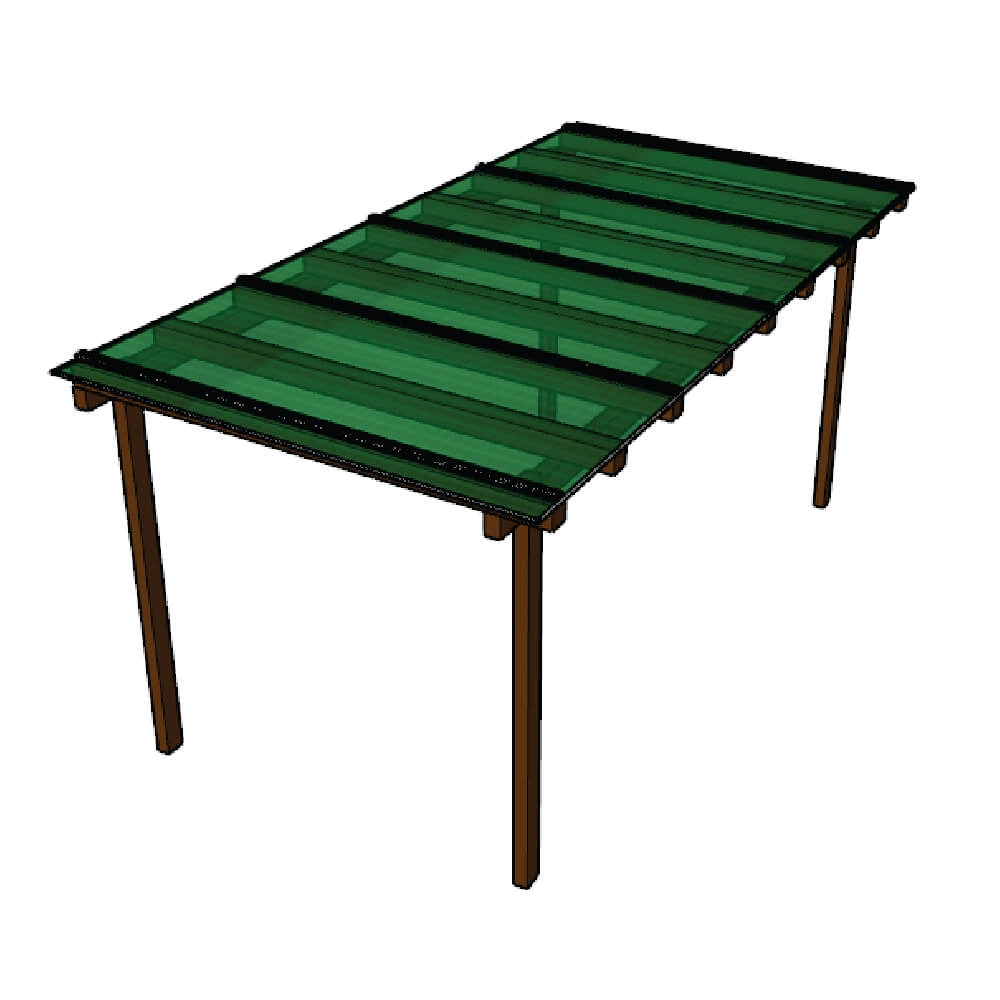 Kit Policarbonato Verde 4mm 4,00m X 1,50m - Perfis Naturais