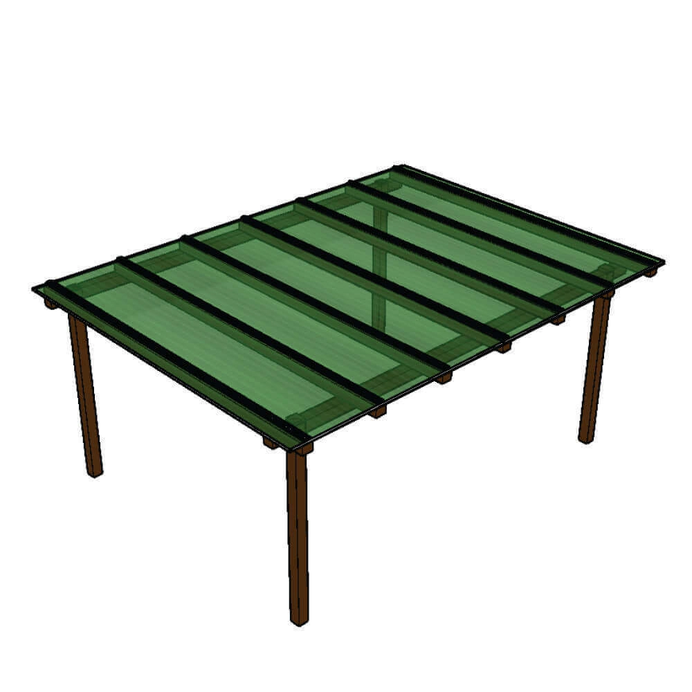 Kit Policarbonato Verde 6mm 4,00m X 3,00m - Perfis Naturais