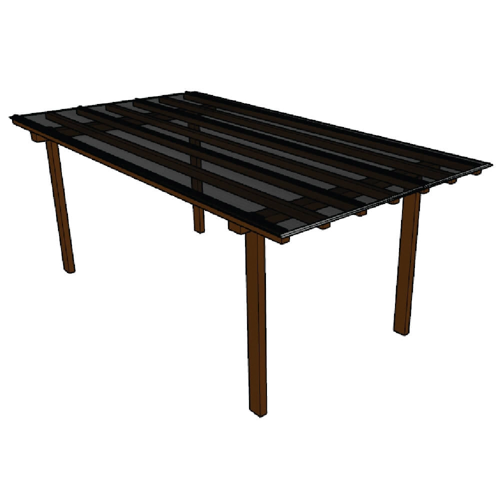 Kit Policarbonato Fume 4mm 3,00m X 6,00m - Perfis Naturais