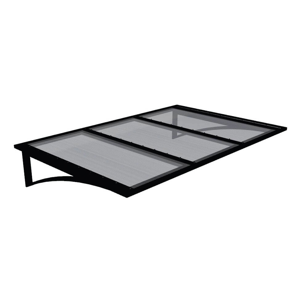 Toldo Fixo Policarbonato Alveolar Cristal - 1,50m X 1,00m - Estrutura Preta