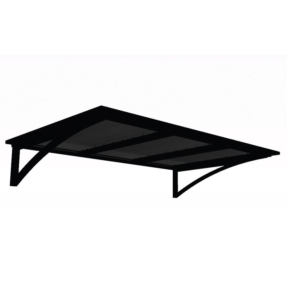 Toldo Fixo Policarbonato Alveolar Fume - 1,50m X 1,00m - Estrutura Preta