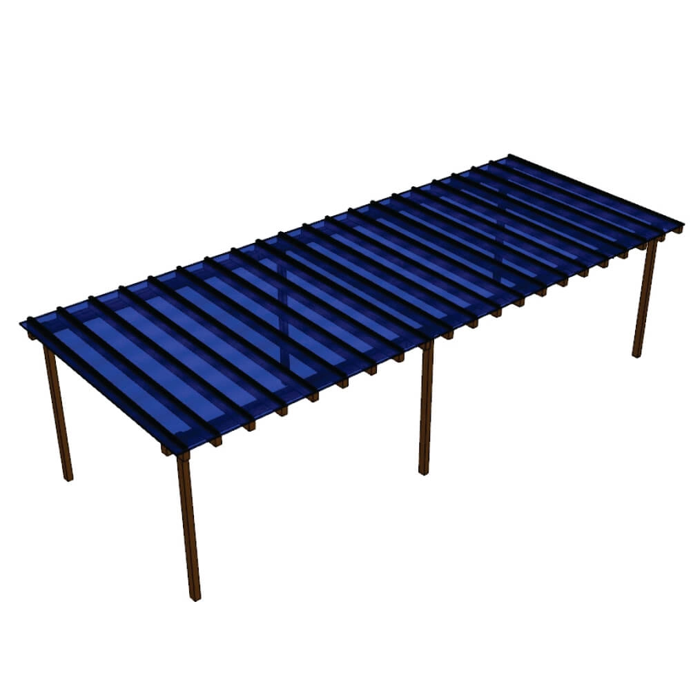 Kit Policarbonato Azul 4mm 10,00m X 2,00m - Perfis Naturais