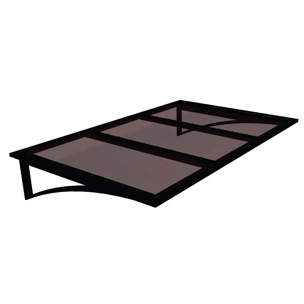 Toldo Fixo Policarbonato Alveolar Bronze - 1,50m X 1,20m - Estrutura Preta