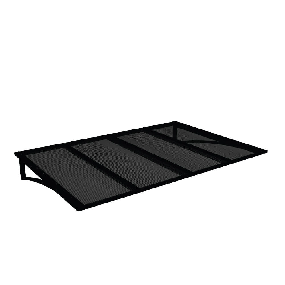 Toldo Fixo Policarbonato Alveolar Fume - 2,00m X 1,00m - Estrutura Preta
