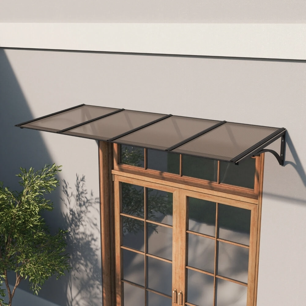 Toldo Fixo Policarbonato Alveolar Bronze - 2,00m X 1,00m - Estrutura Preta