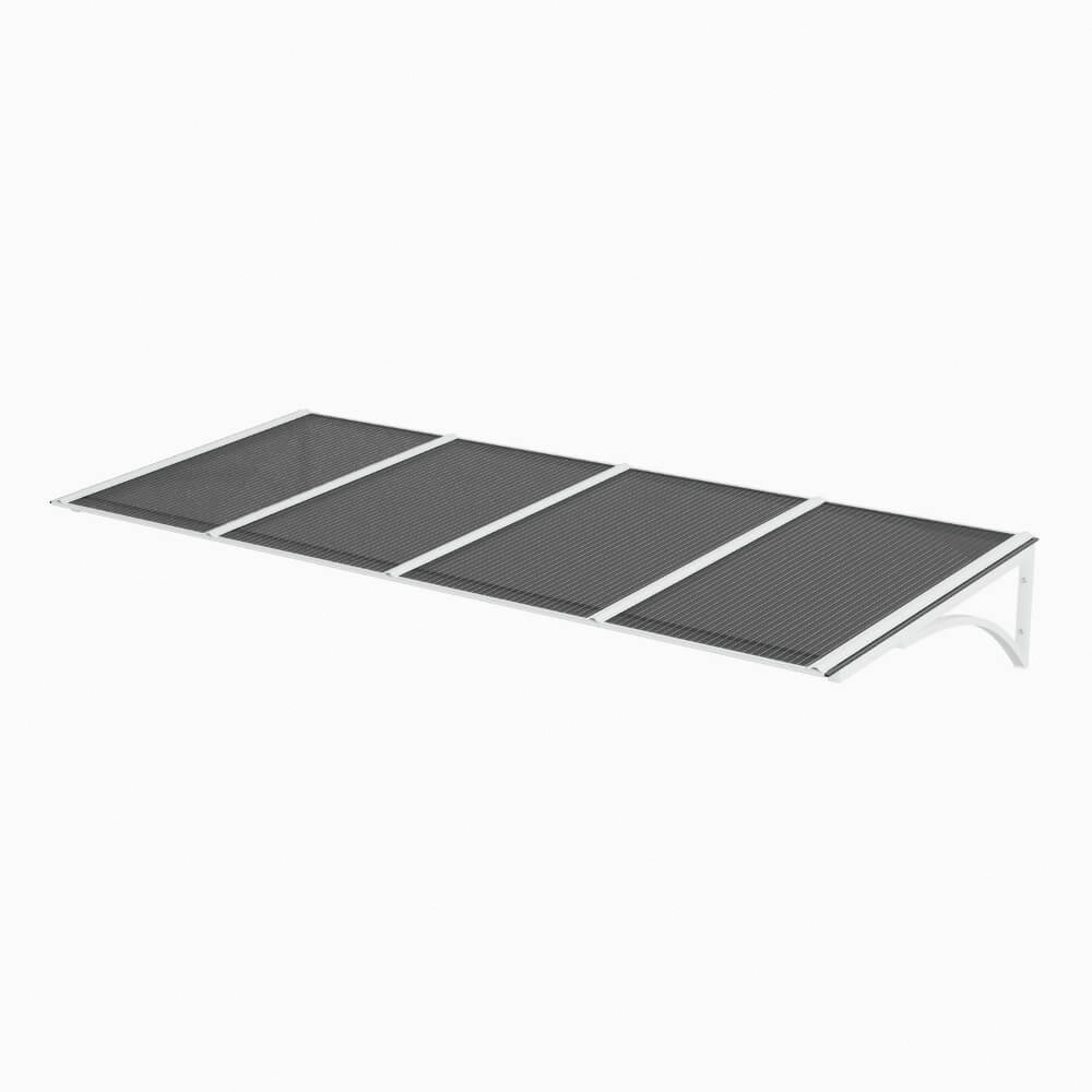 Toldo Fixo Policarbonato Alveolar Fume - 1,50m X 1,00m - Estrutura Branca