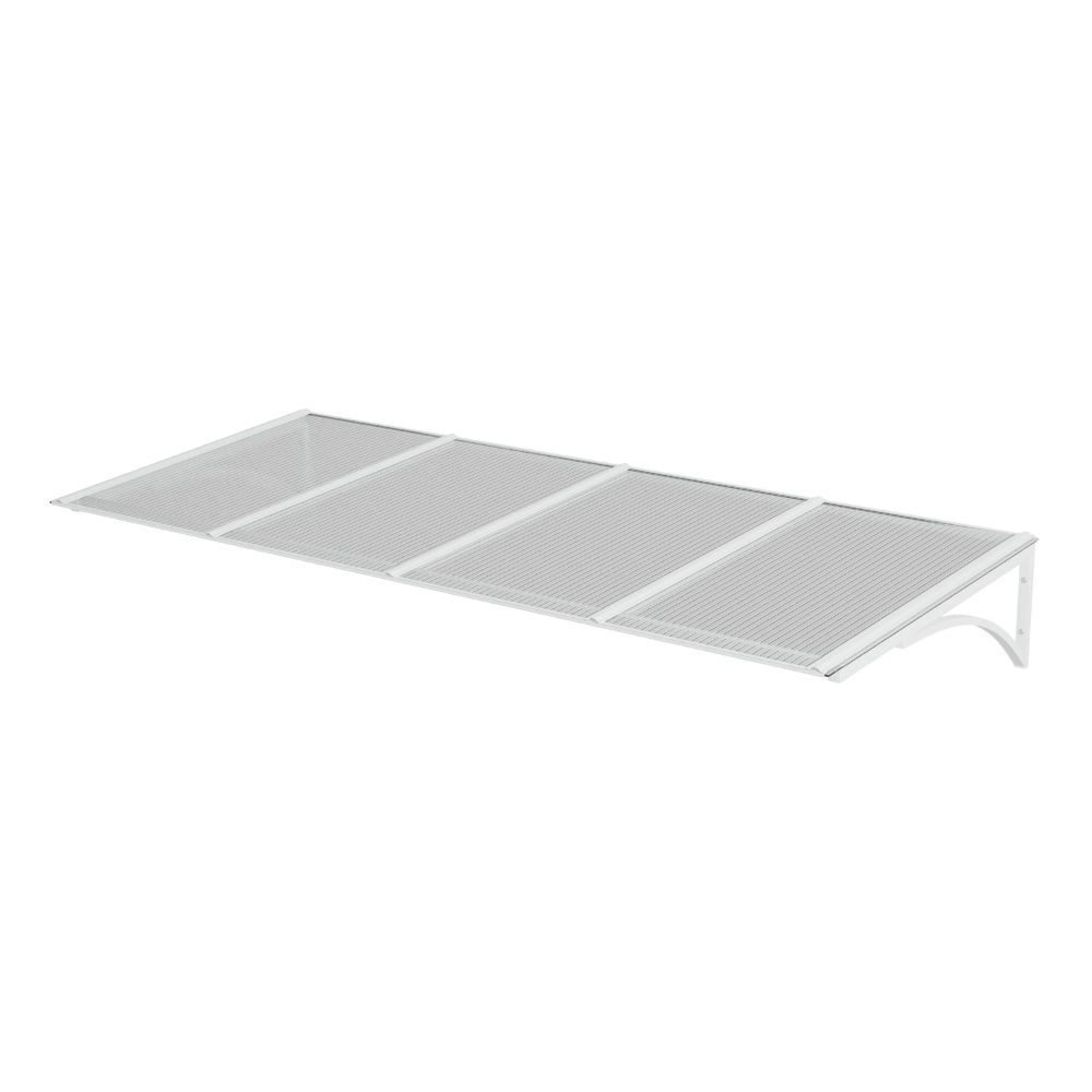 Toldo Fixo Policarbonato Alveolar Cristal - 1,50m X 1,20m - Estrutura Branca