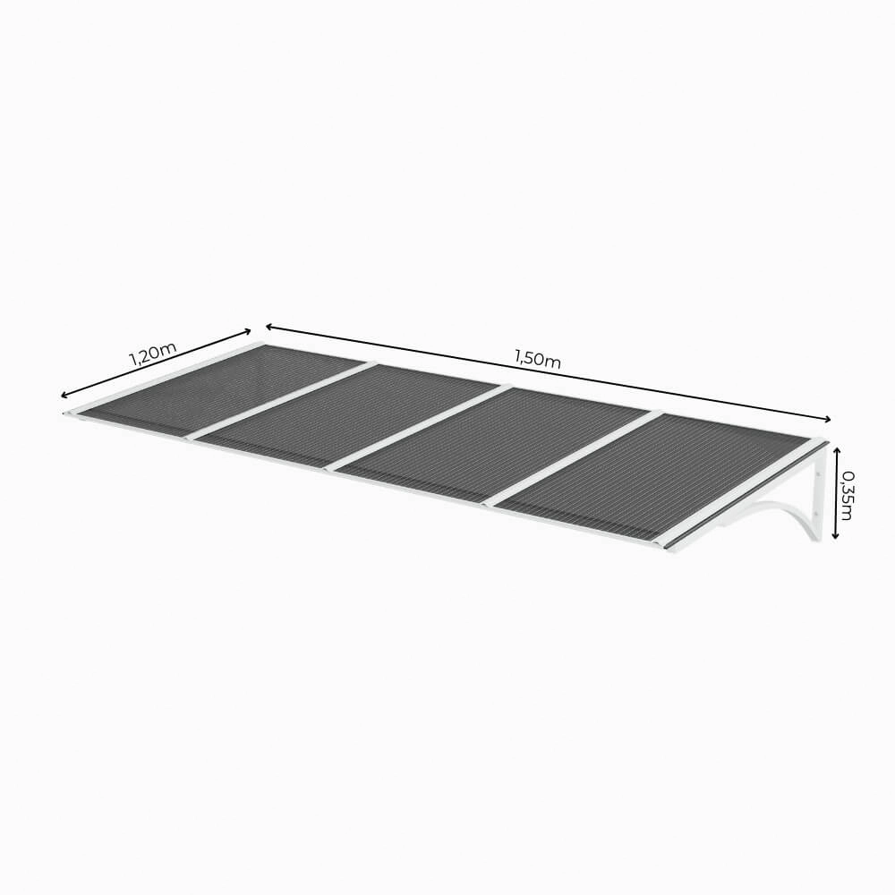 Toldo Fixo Policarbonato Alveolar Fume - 1,50m X 1,20m - Estrutura Branca