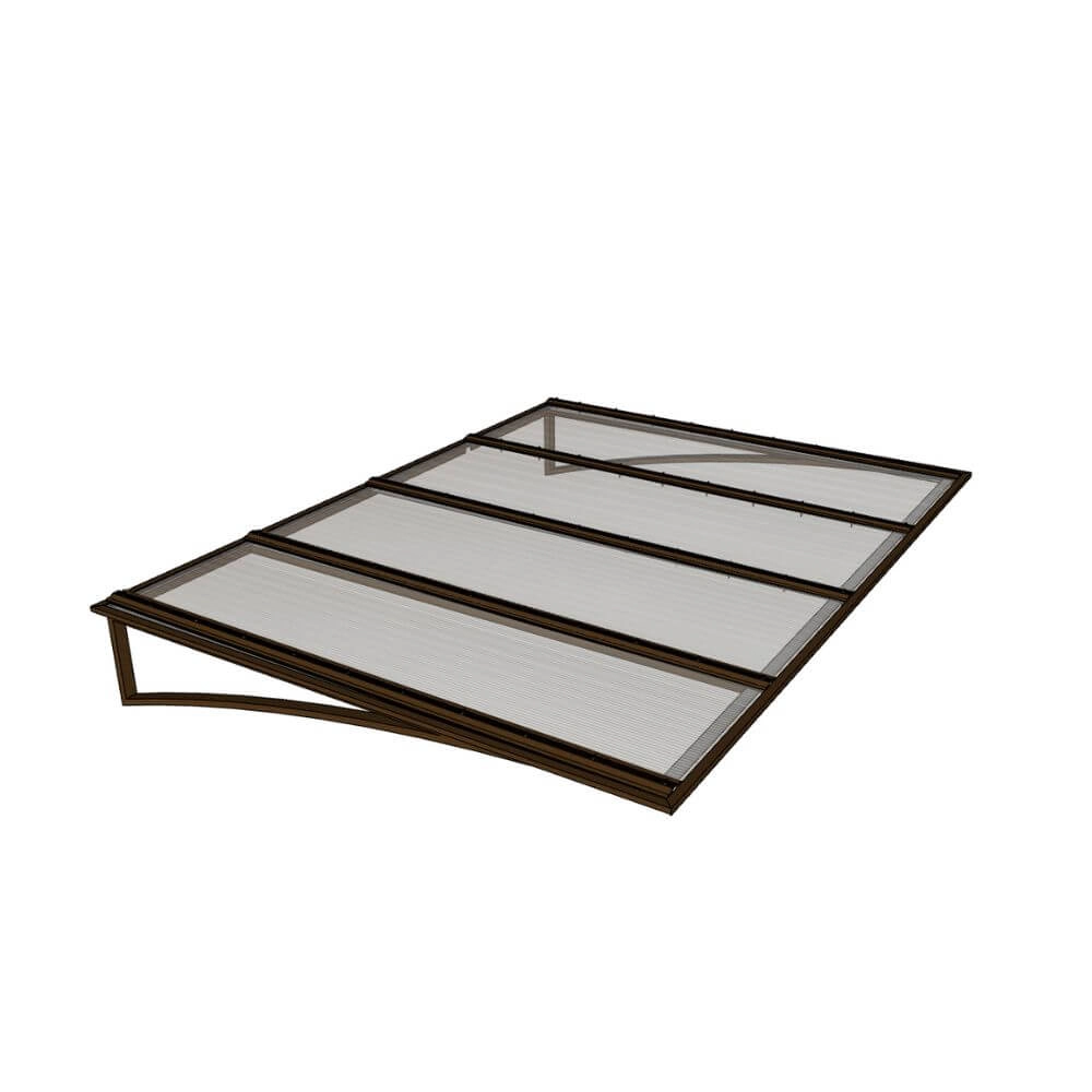 Toldo Fixo Policarbonato Alveolar Cristal - 2,00m X 1,00m - Estrutura Bronze