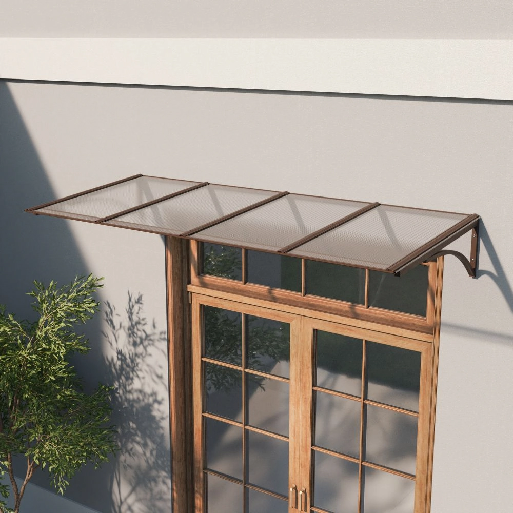 Toldo Fixo Policarbonato Alveolar Cristal - 2,50m X 1,50m - Estrutura Bronze
