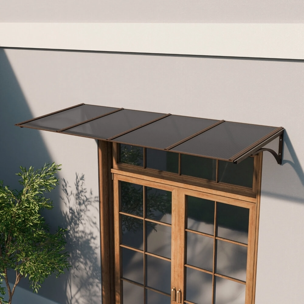 Toldo Fixo Policarbonato Alveolar Fume - 2,50m X 1,00m - Estrutura Bronze