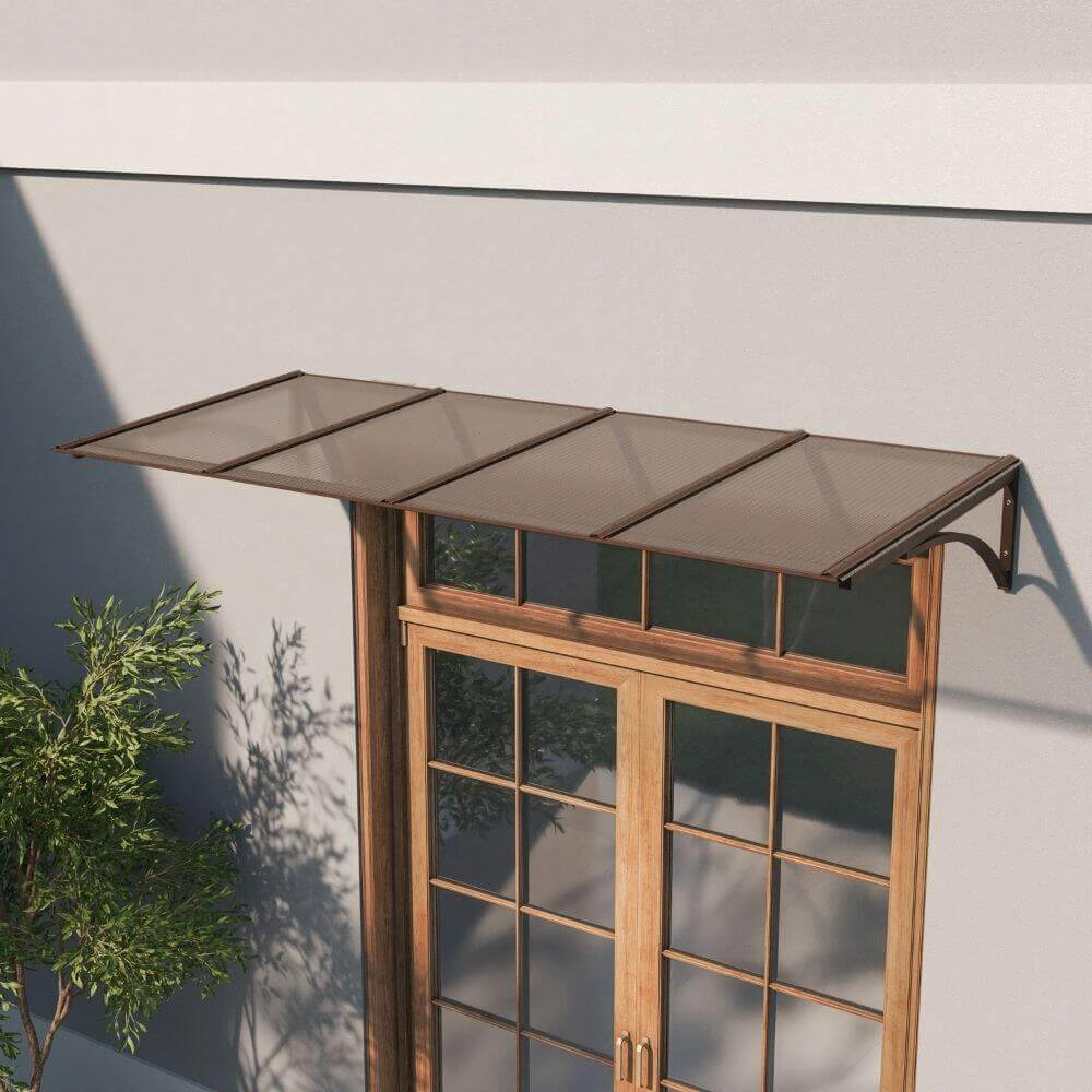 Toldo Fixo Policarbonato Alveolar Bronze - 2,50m X 1,50m - Estrutura Bronze