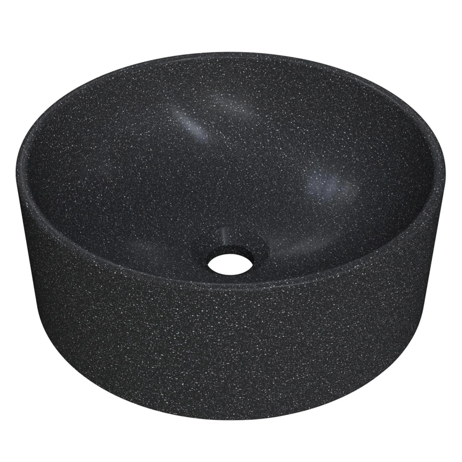 Cuba Pia Para Banheiro Redonda 34cm Sara C08 Preto Granit - Mpozenato