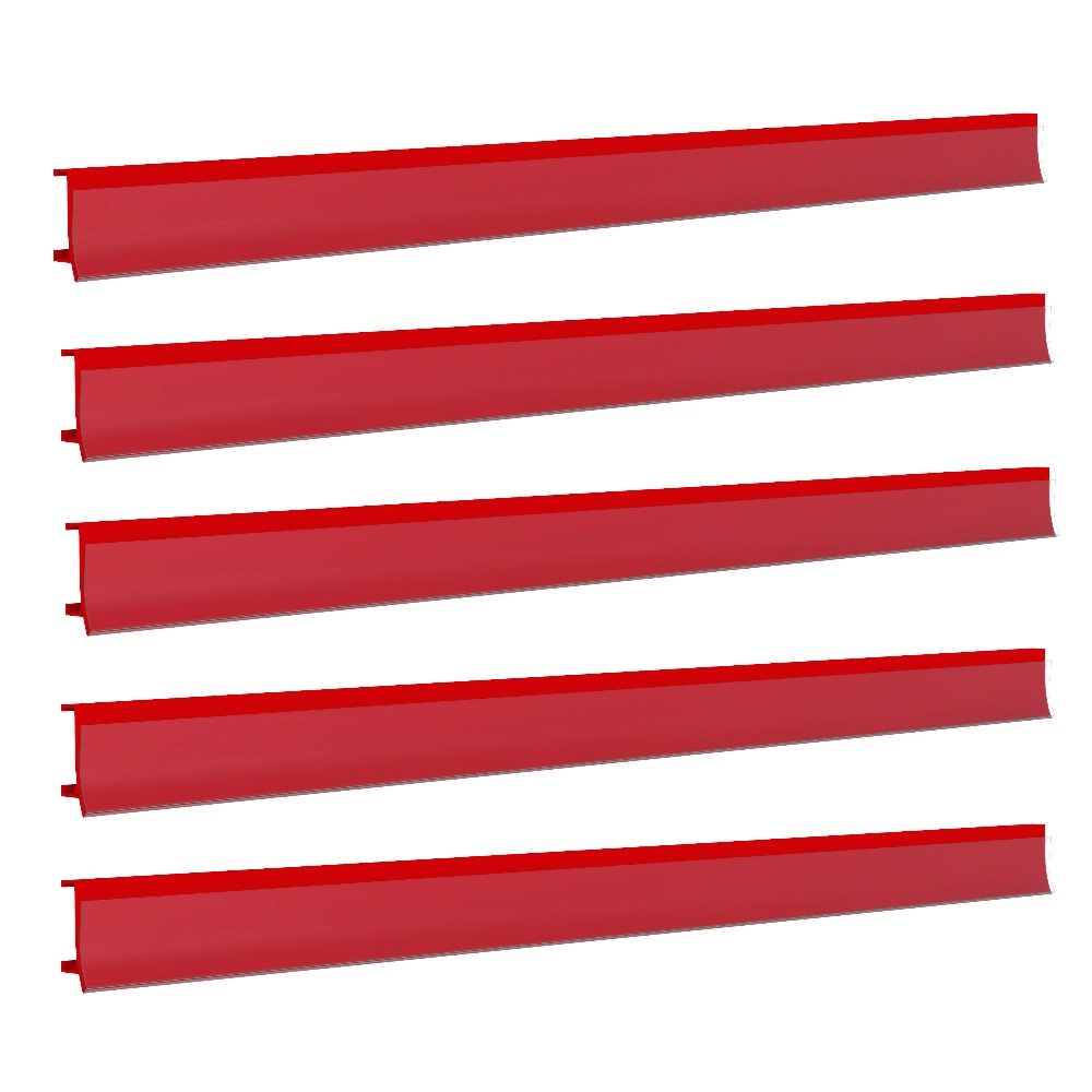 Porta Etiqueta Bandeja Gondola Fit 90 Cm Vermelho Kit Com 25