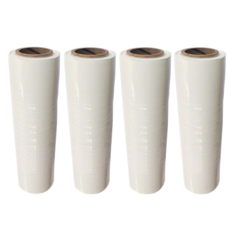 Bobina Filme Stretch Branco Manual 50cm 16kg Kit 4 Bobina