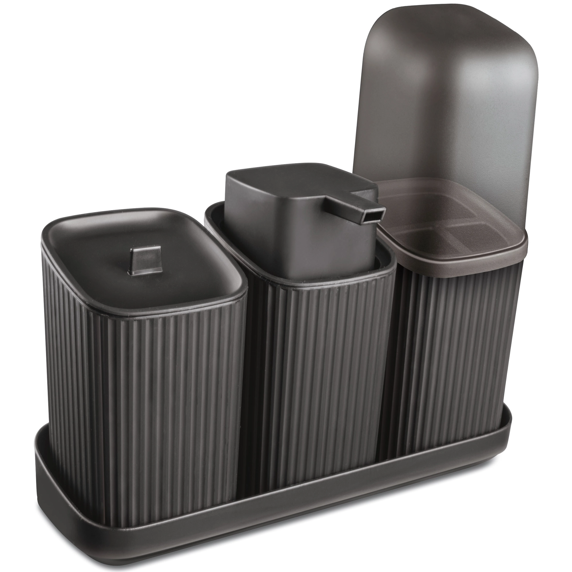Kit Banheiro Cinza Escuro 3pcs 1212 Usual