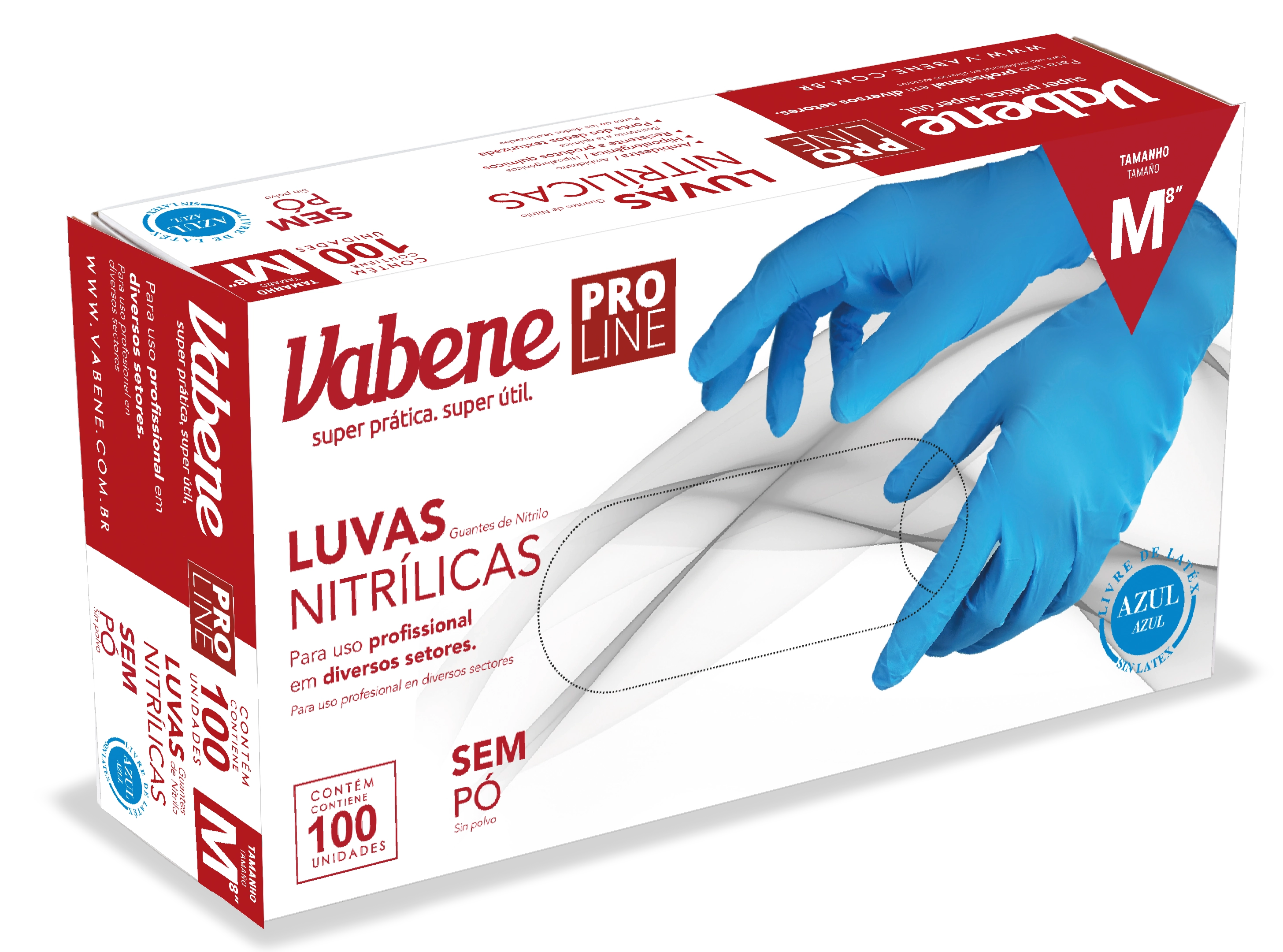 Luva Vabene Nitrilica Azul M C/100 Novo