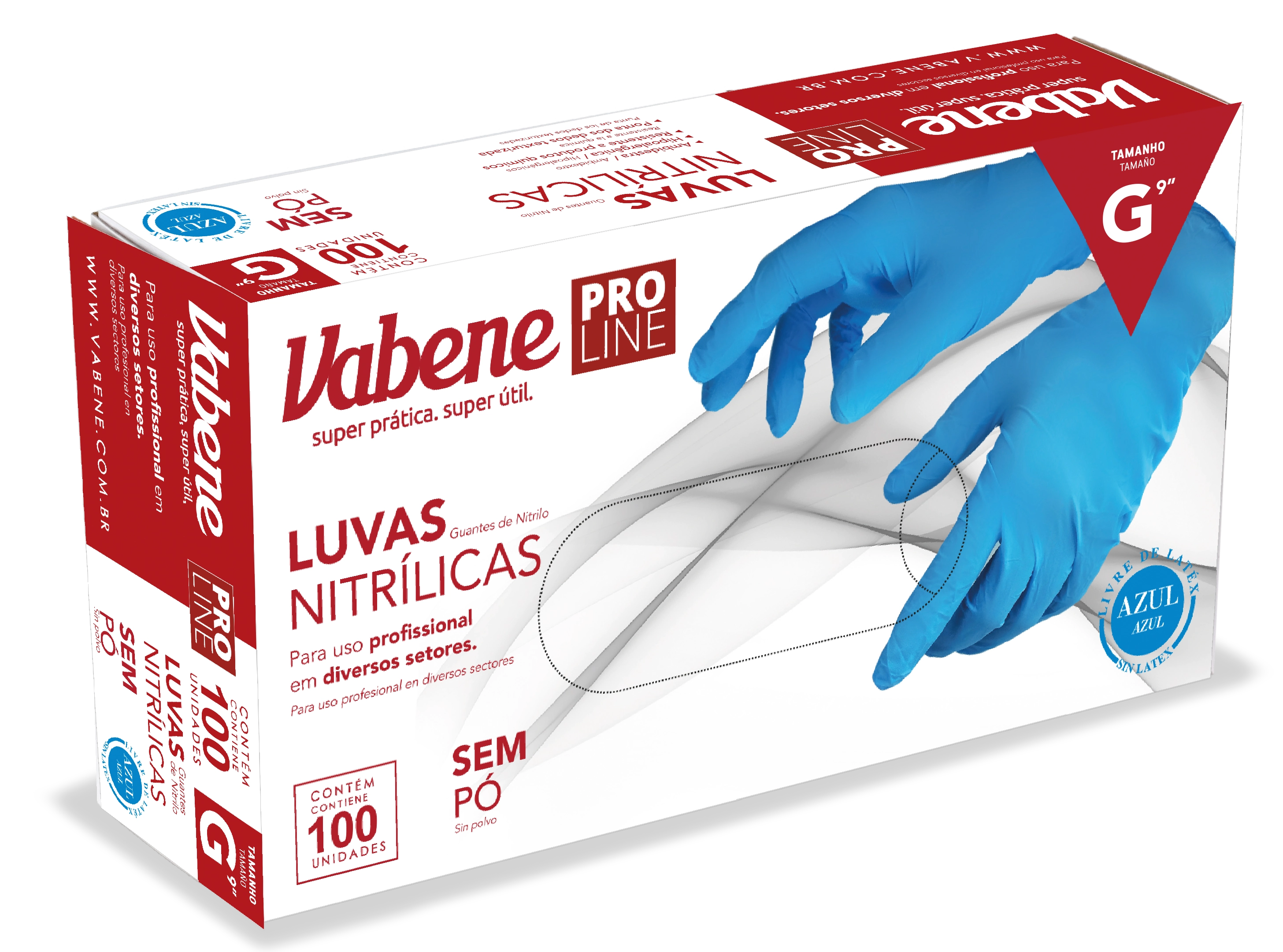 Luva Vabene Nitrilica Azul G C/100 Novo