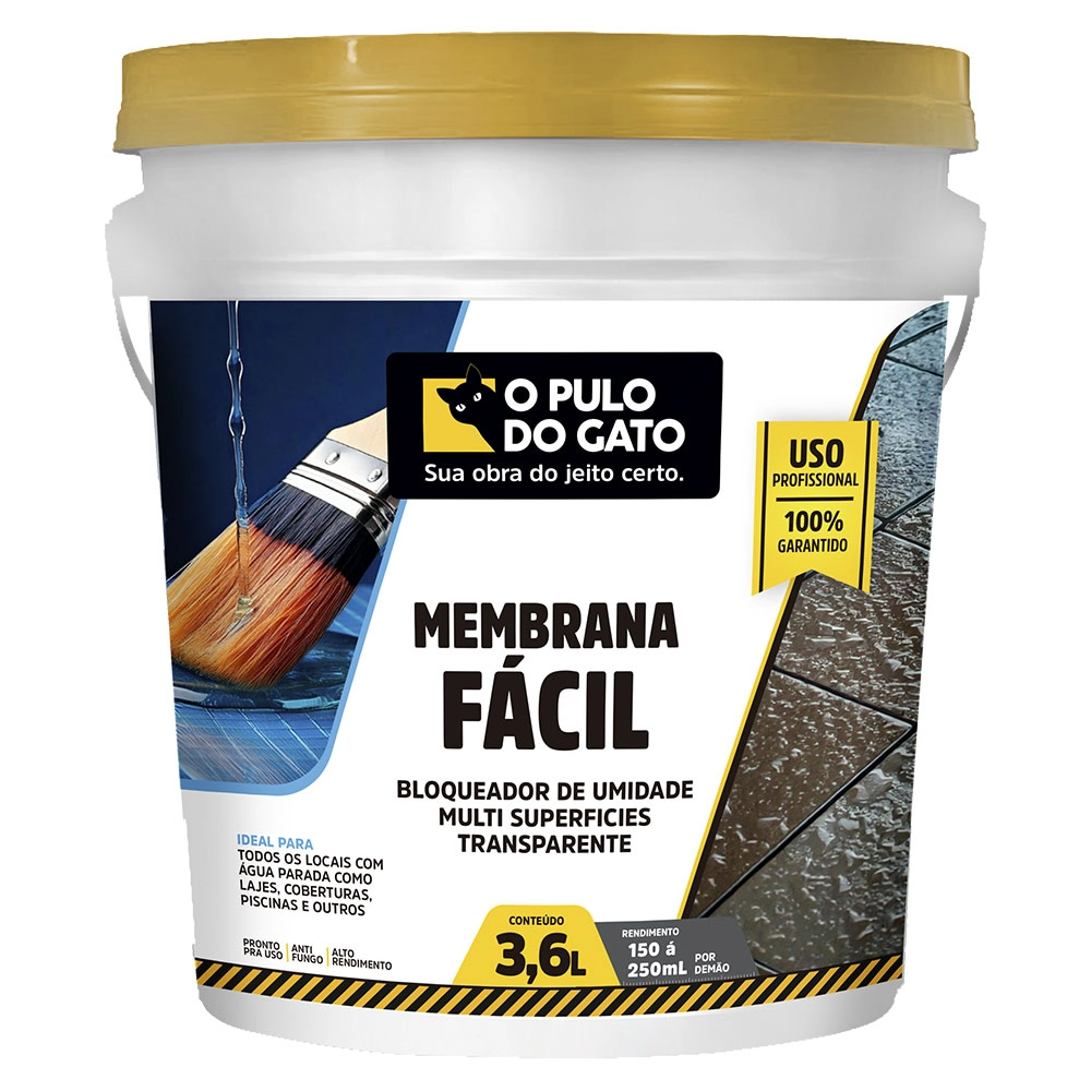 Membrana Impermeabilizante Incolor Reparos Paredes Calhas Telhados Alta Resistências 3,6 Kg - Pulo Do Gato