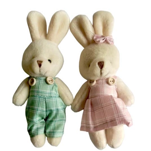 Coelho/coelha Roupa Xadrez Pelucia 13cm Multiart