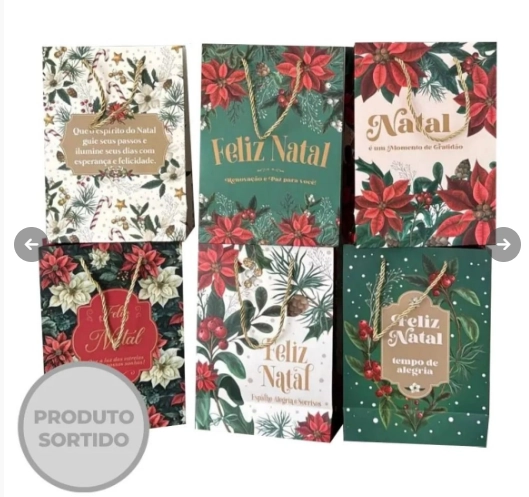 Sacola Para Presente De Papel 19,4x27x8,6cm Un Multiart