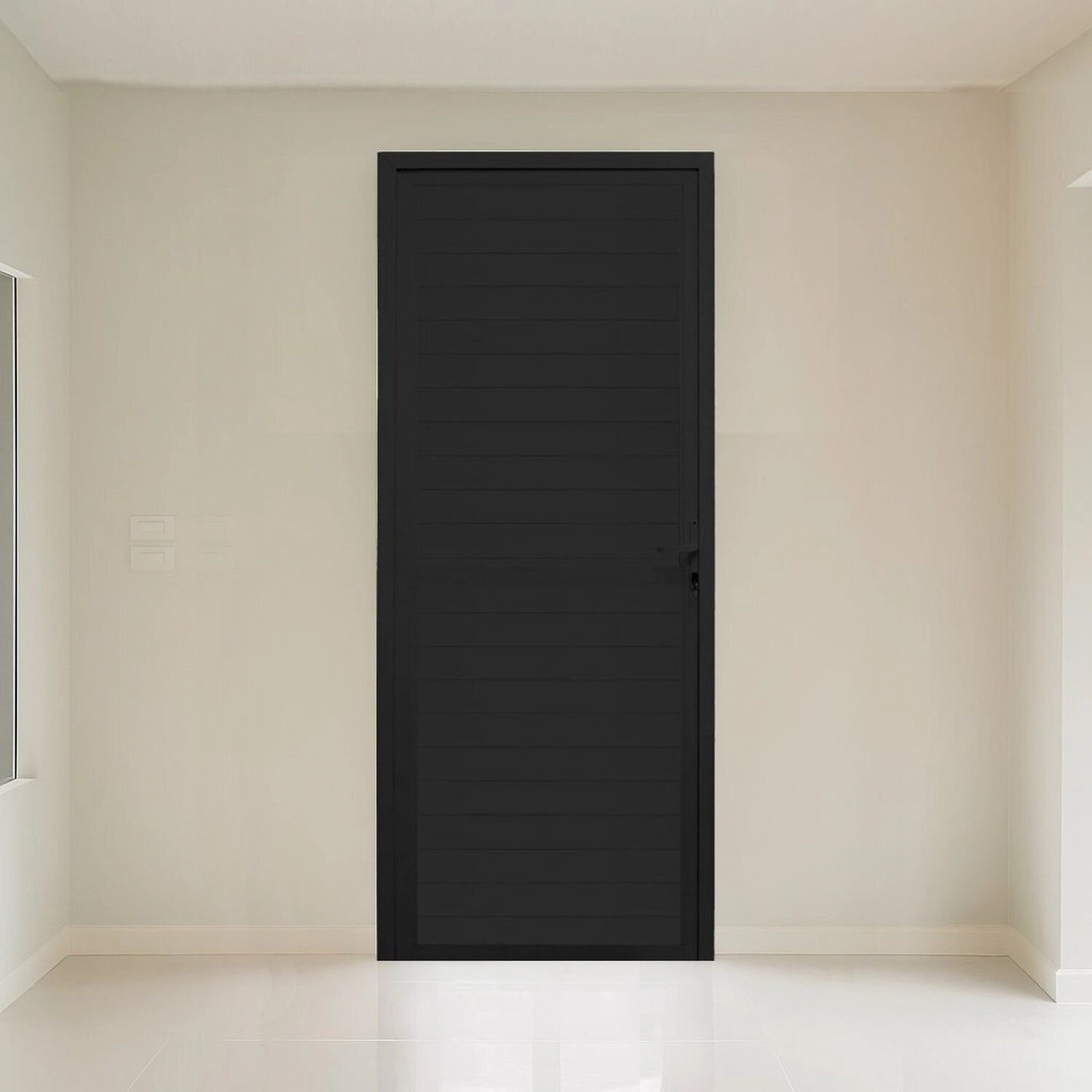 Porta Lambri 1 Folha 80x215cm Fábrica Do Alumínio Preto