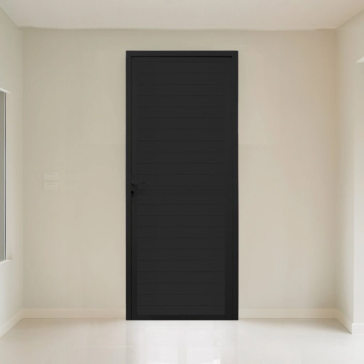 Porta Lambri 1 Folha 90x215cm Fábrica Do Alumínio Preto