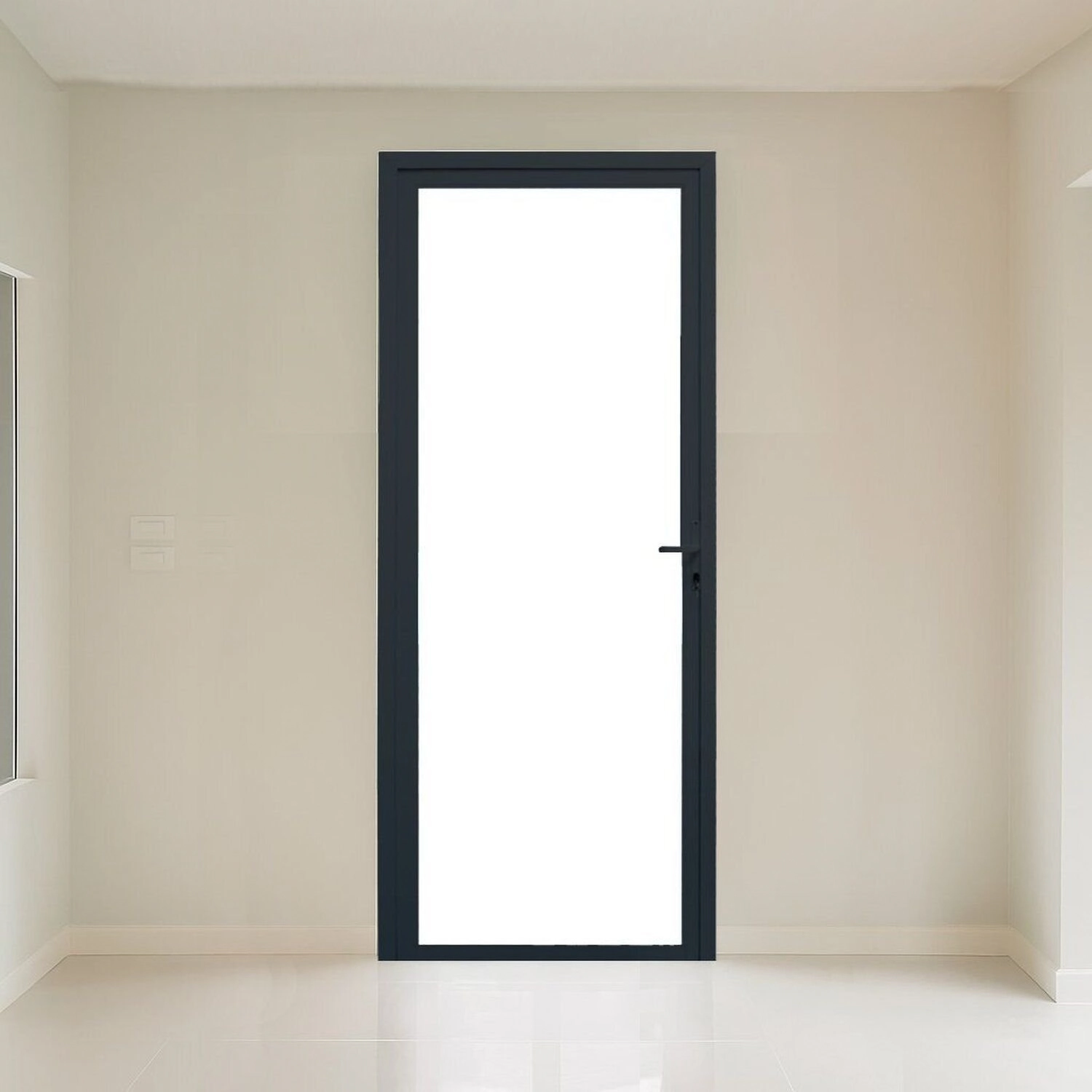 Porta Vidro 1 Folha Vidro Segurança 6mm 0,90x2,15m Fábrica Do Alumínio Preto