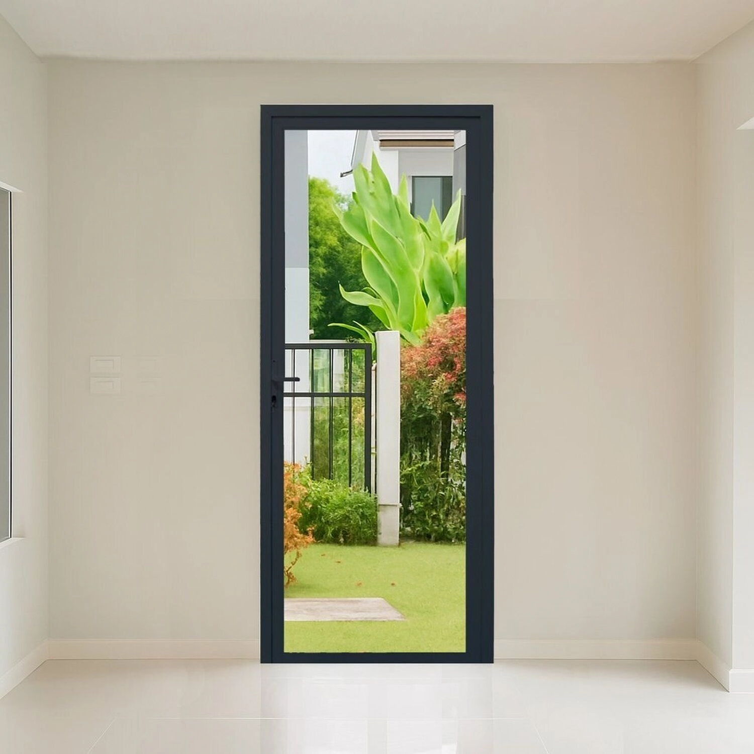 Porta Vidro 1 Folha Vidro Segurança 6mm 0,90x2,15m Fábrica Do Alumínio Preto