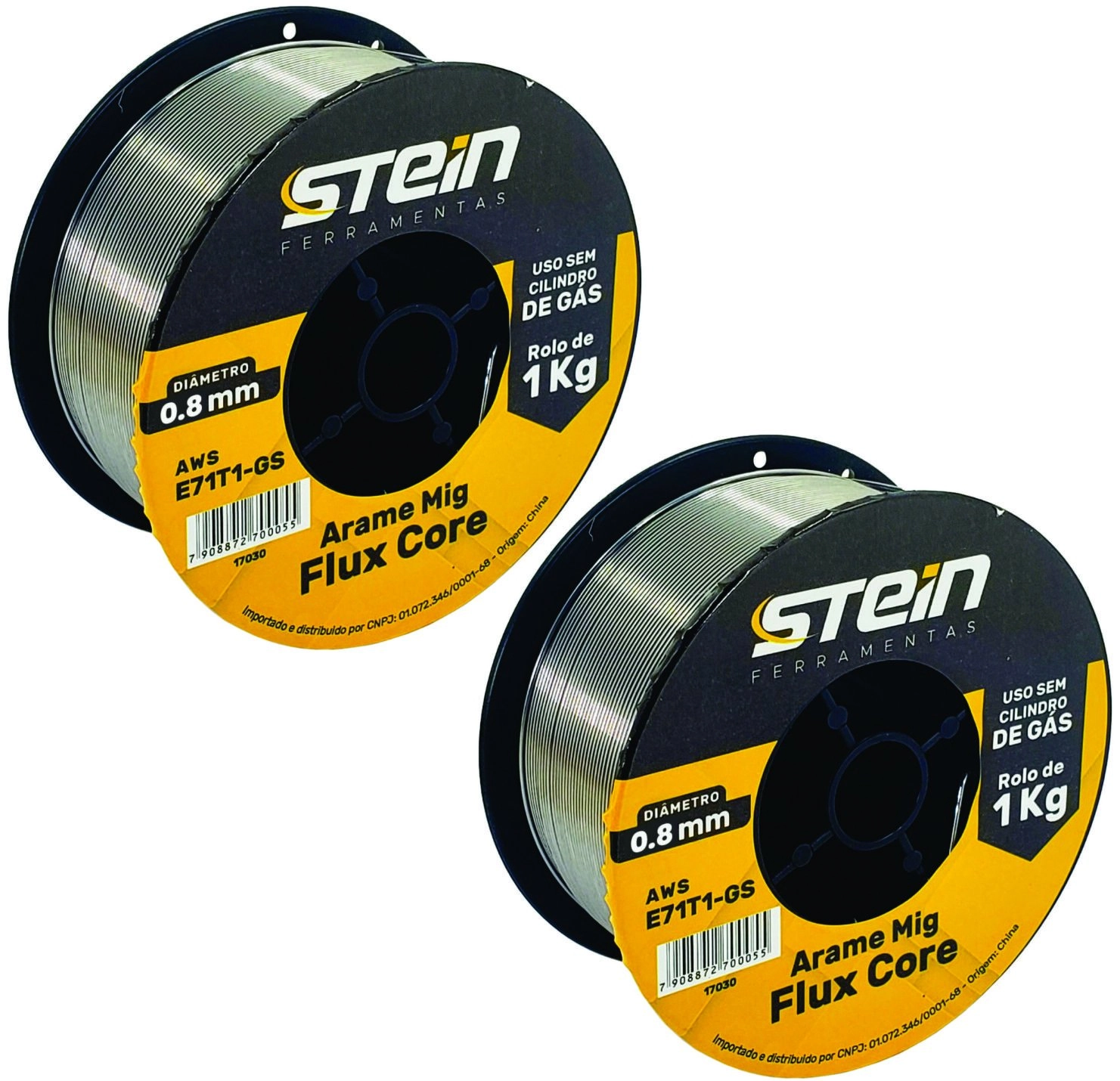 Arame Solda Mig 0,8mm Com 1kg Sem Gás E71t0-gs 02 Rolos Stein