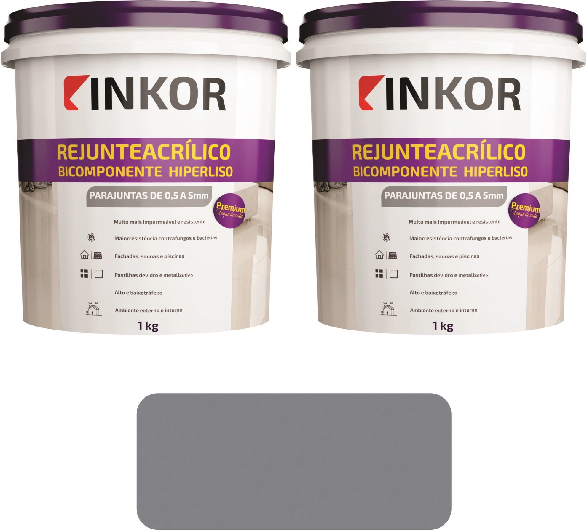Kit 2 Rejuntes Acrilico Flexivel Premium 1kg Inkor Grafite