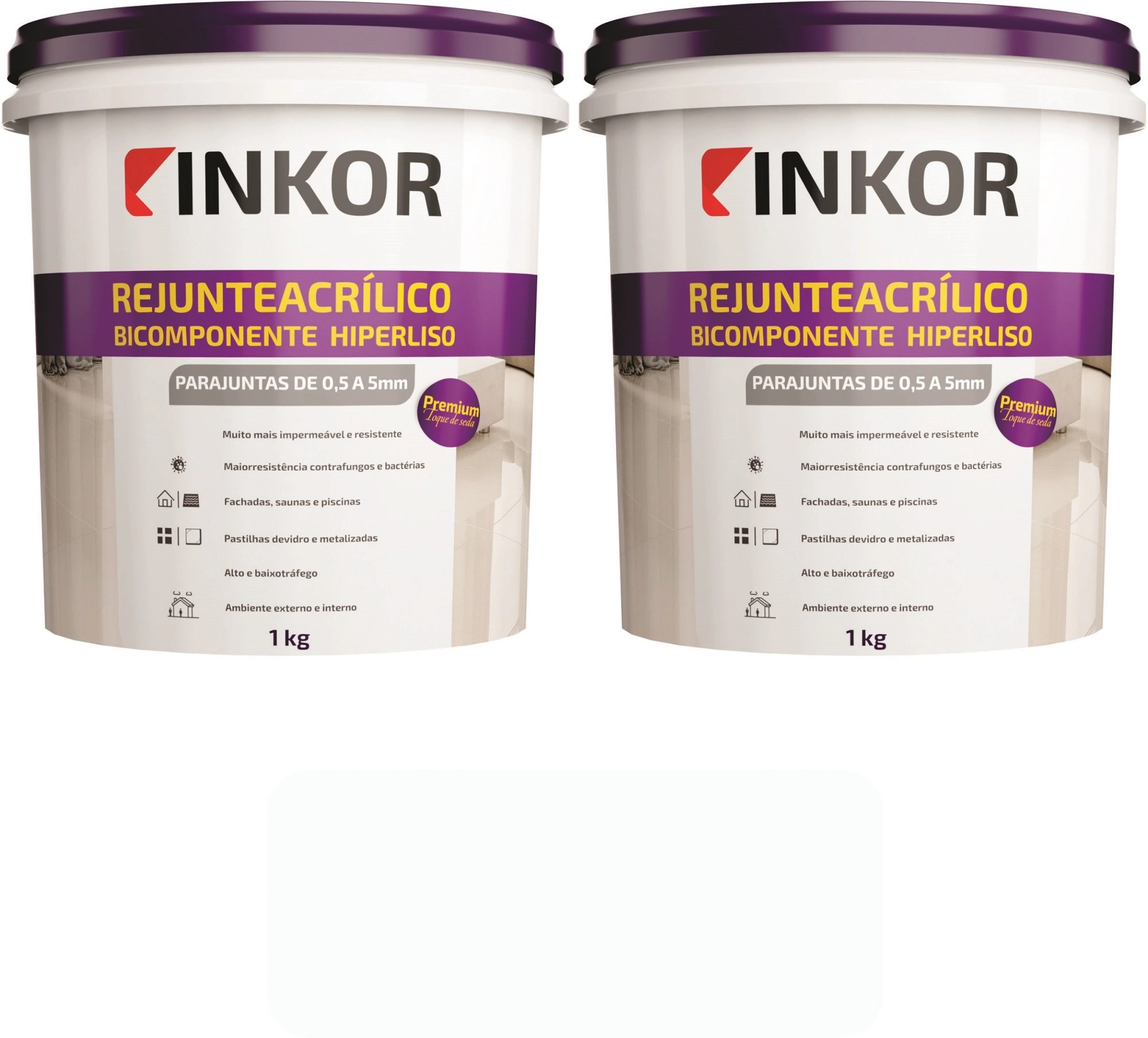 Kit 2 Rejuntes Acrilico Flexivel Premium 1kg Inkor Alaska