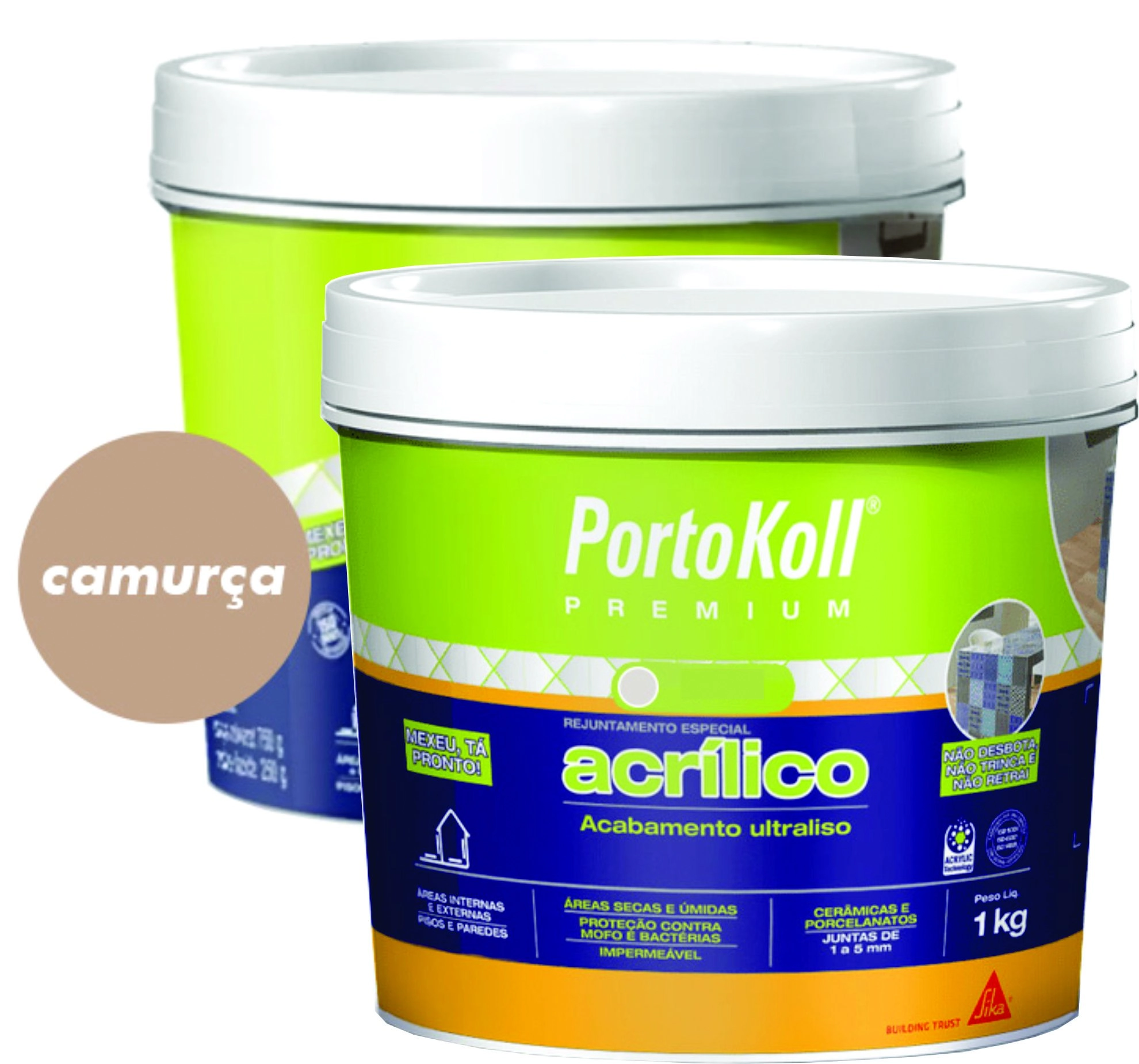 Kit 2 Rejuntes Acrílico Flexível Premium 1kg Portokoll Camurça
