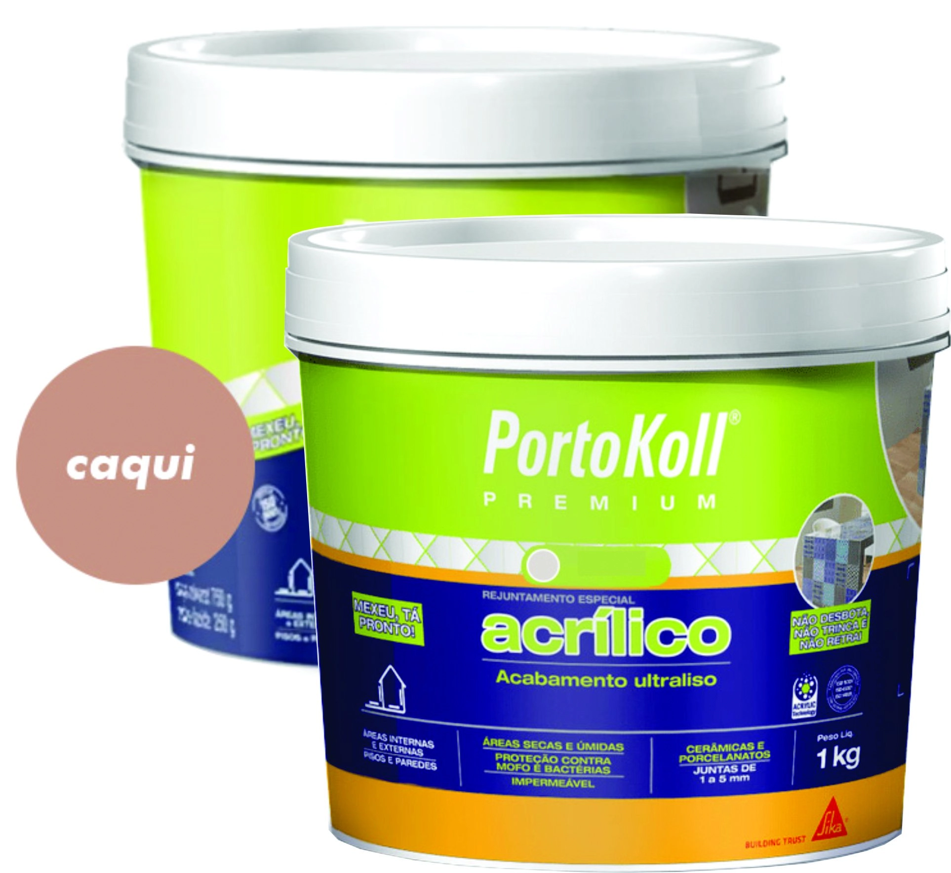 Kit 2 Rejuntes Acrílico Flexível Premium 1kg Portokoll Caqui